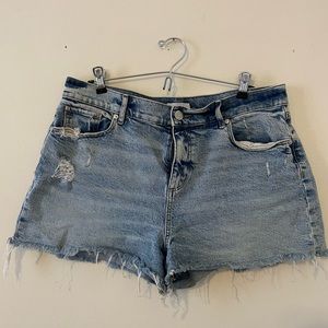 LOFT Mid rise distressed denim shorts, Size 10